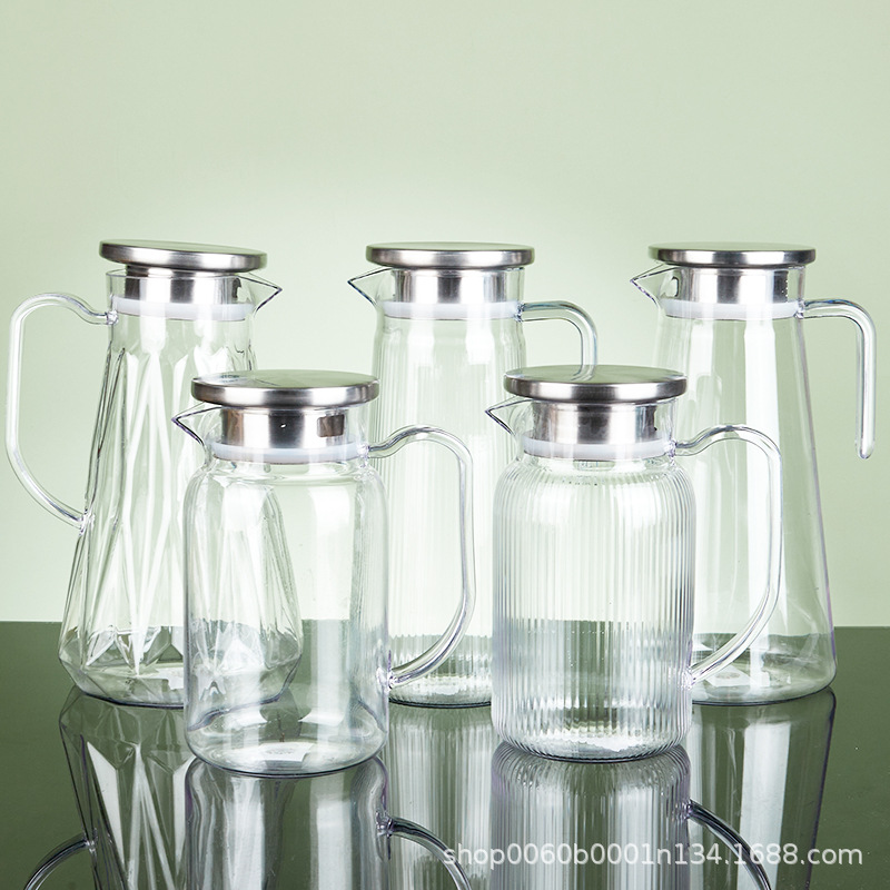 pc cold water bottle, acrylic teapot, restaurant special, restaurant decoration pot, large capacity transparent juice pot, striped pot, commercial details Picture