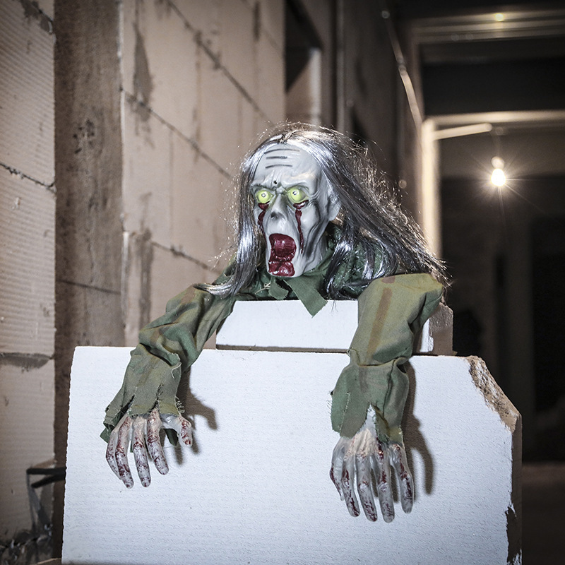 新款万圣节道具人物鬼脸震动鬼 大吊鬼鬼屋密室逃脱布置批发
