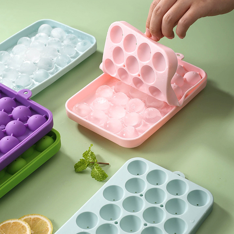 现货25格硅胶圆球冰格硅胶模具带盖水果冰块模具易脱模小圆冰球模产品图