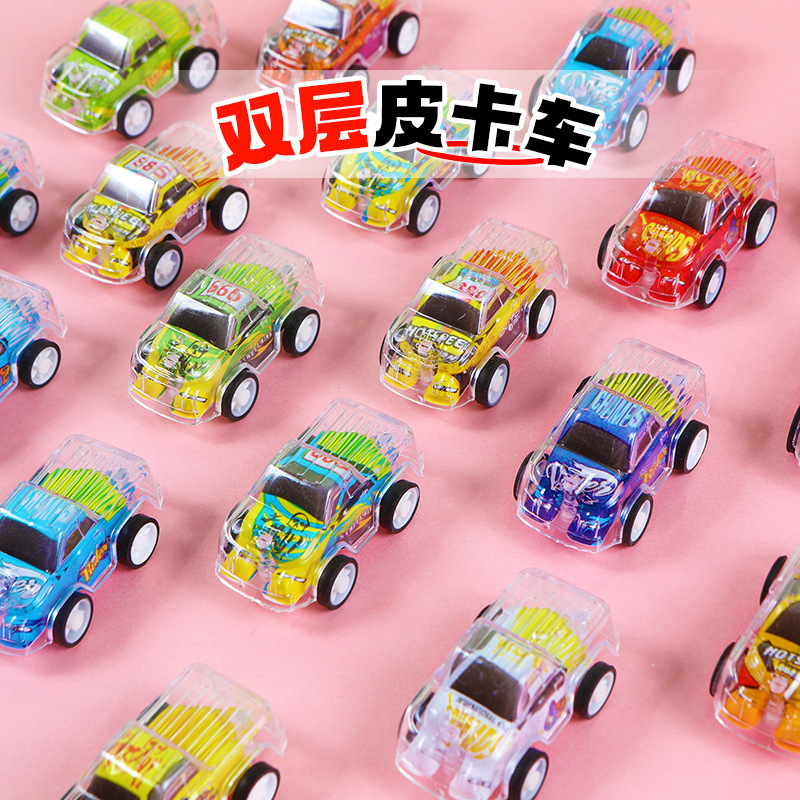 卡通双层回力越野车玩具 幼儿园惯性回力小汽车地推男孩玩具跨境