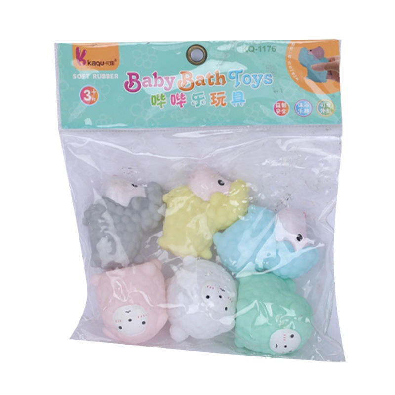 Cartoon mini sound-sounding little sheep set, Kneading Fun toys, baby bath toys, Kneading call Little Sheep Item Picture