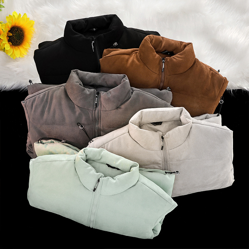 Customizable LOGO thickened suede cotton jacket for both men and women, loose cotton coat, breaded jacket, stand-up collar coat details Picture