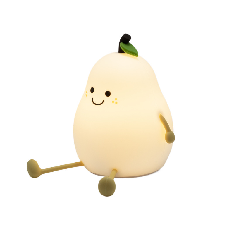 Unrestricted pear night light, bedroom color-changing pat light, creative silicone lamp, children's bedside timed cute companion sleep light Item Picture