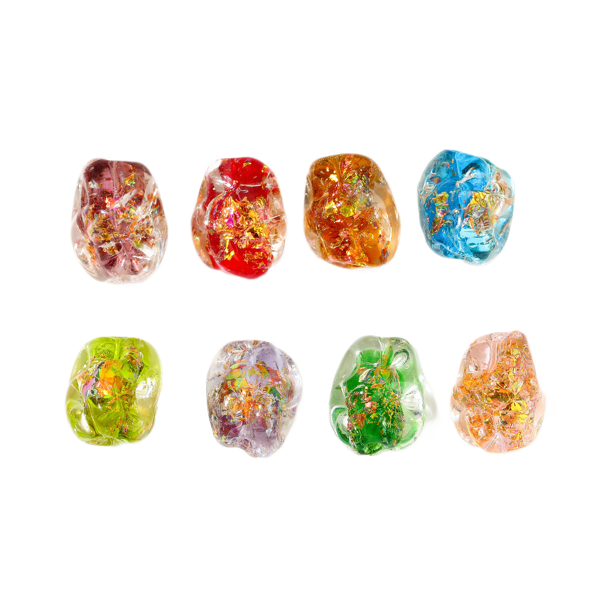 Colorful And Irregular-Shaped Glass Foil Powder Scattered Beads Diy Accessories, String Beads, Cultural Play Jewelry Accessories, Glass Bead Jewelry Earrings Diy Set, Universal Accessories Item Picture