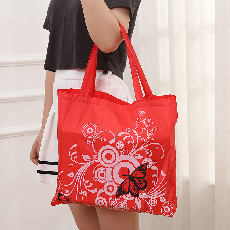 便携式蝶恋花折叠购物袋 环保袋现货可印logo 涤纶牛津布收纳包