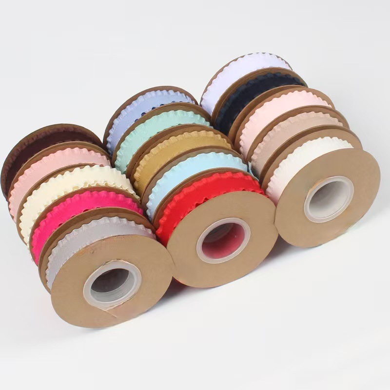 双面绒裙边带荷叶木耳边50码每卷玩具服装辅料蝴蝶结礼品包装彩带