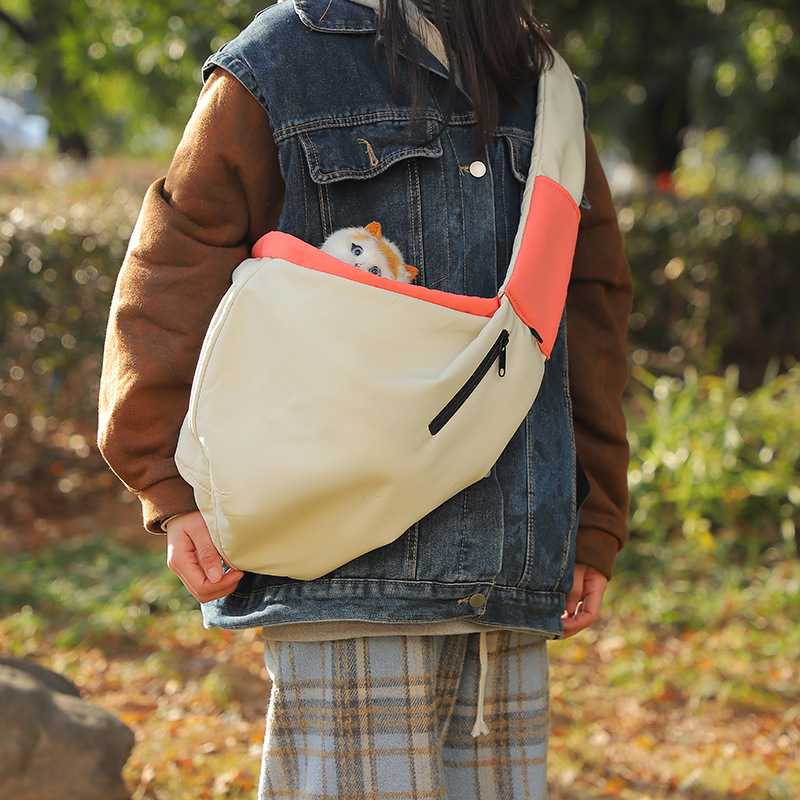 Rongka Pet Cross-border Pet Outing Tote Bag, foldable, portable, breathable cat bag, simple solid color cat and dog pet bag Specification image