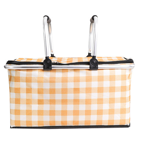 Cross-border portable insulated shopping basket, large foldable aluminum film ice pack, outdoor picnic basket, fresh-keeping lunch pack, Oxford Item Picture
