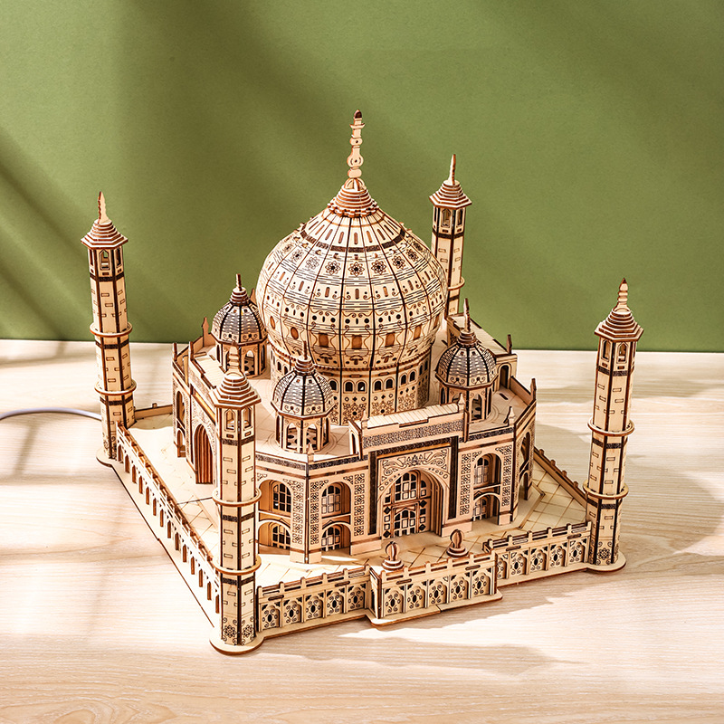 DIY wooden three-dimensional jigsaw puzzle toys, handcrafted 3d educational toys, adult and children's decorative items, assembly models, Taj Mahal details Picture