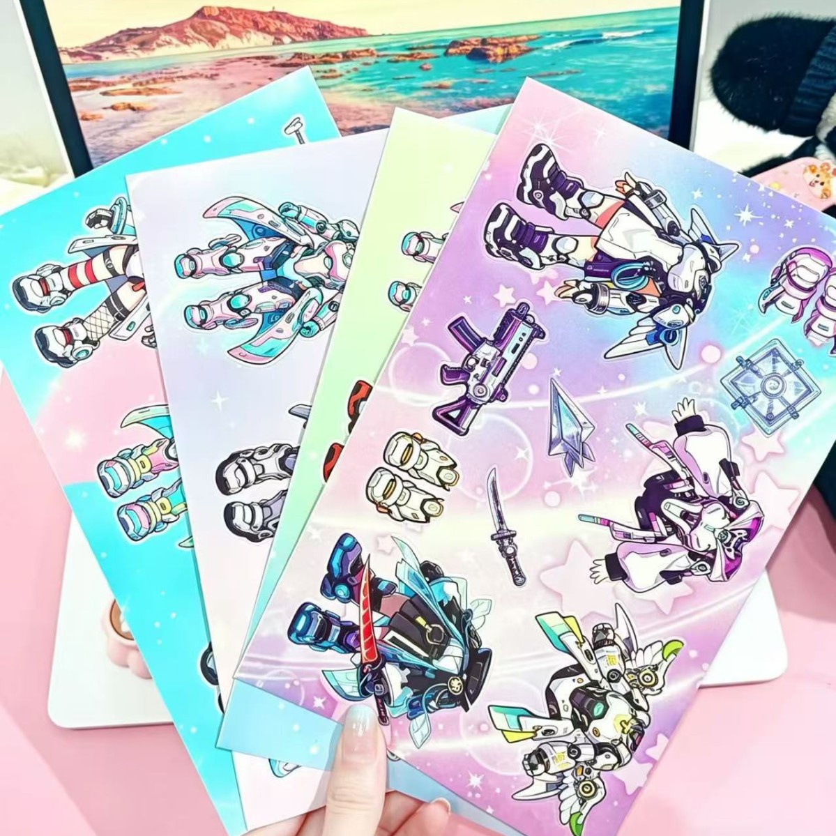A collection of new mechanical age girl dress-up sticker scenes. This is a creative, cut-free, handcrafted DIY game sticker Application Scenario
