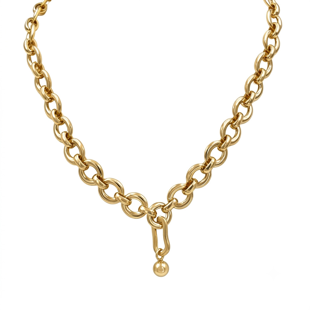 Copper gold-plated chain light ball necklace, smooth pendant, European and American women's design sense dressing necklace wholesale cross-border accessories Application Scenario