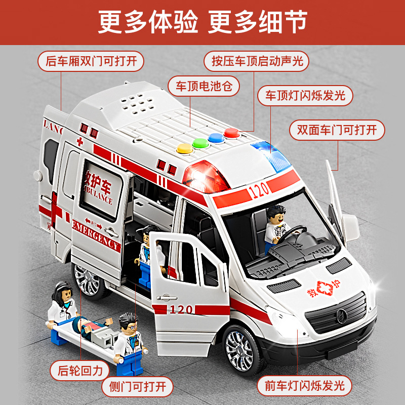 儿童超大号仿真120救护车玩具可开5门音乐故事模型汽车男孩3-6岁产品图