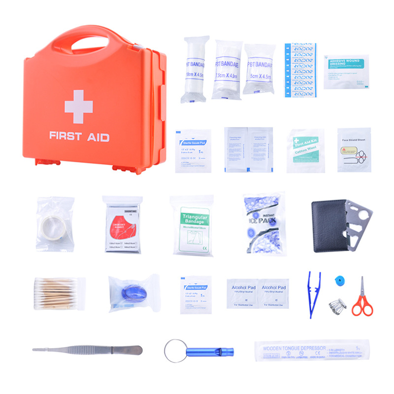 佩沃跨境新款车载便携救援应急医疗包家庭挂壁25种手提式盒急救包