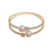 Amazon cross-border high-end full-diamond double-layer pearl open bracelet for women, exquisite and versatile bracelet accessories wholesale Item Picture