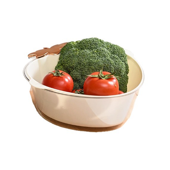 Double-layer radish, cute draining basket, fruit plate, vegetable washing basket, kitchen, home, living room, fruit basket, vegetable washing basket Item Picture