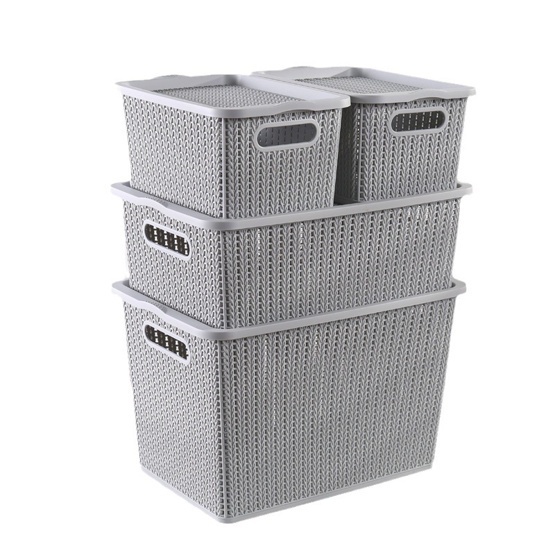 Home imitation rattan woven storage basket, thickened desktop sundries storage box, sundries underwear organization basket, toy storage basket Item Picture