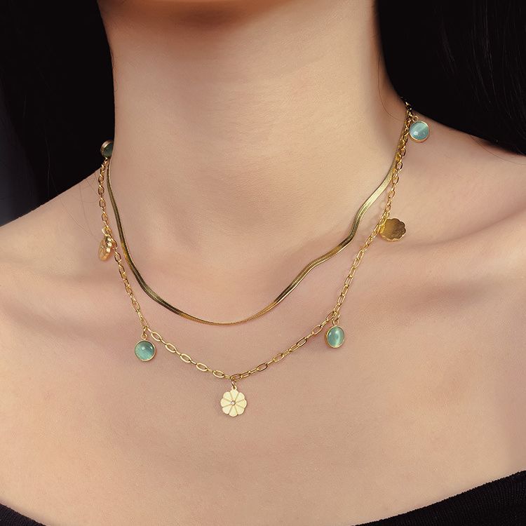 欧美小众设计师款性感项链女双层锁骨链钛钢不掉色时尚轻奢饰品