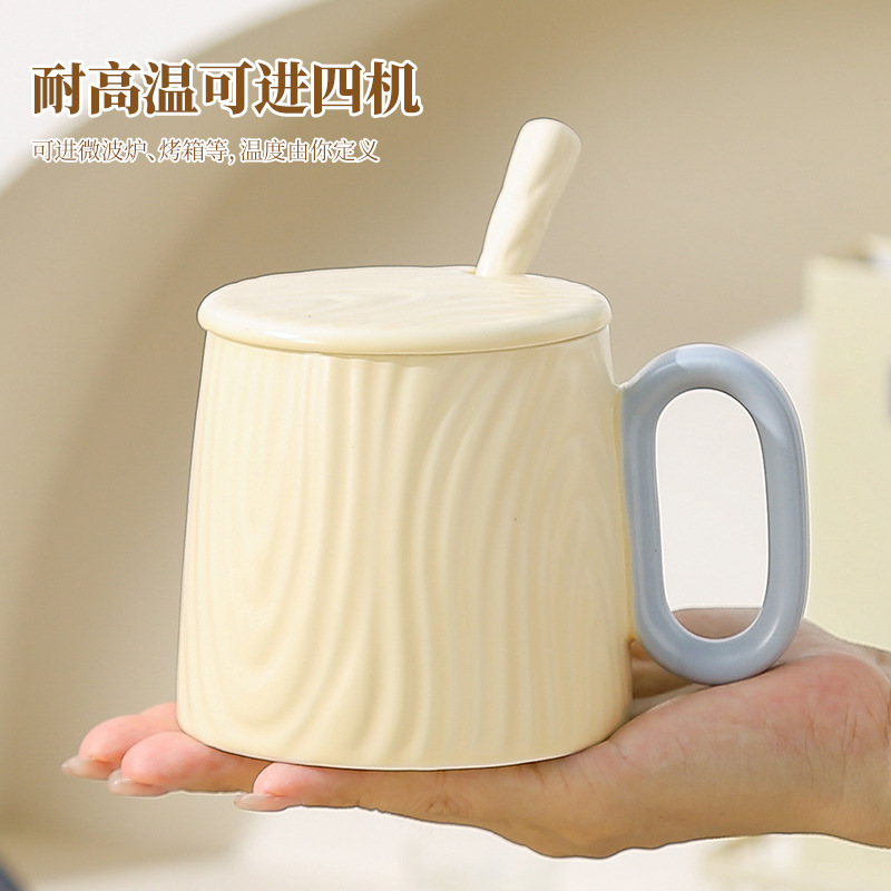 Ceramic mugs, high-quality appearance water cups, household ceramic cups with LIDS, creative couple coffee cups, and souvenir cups details Picture