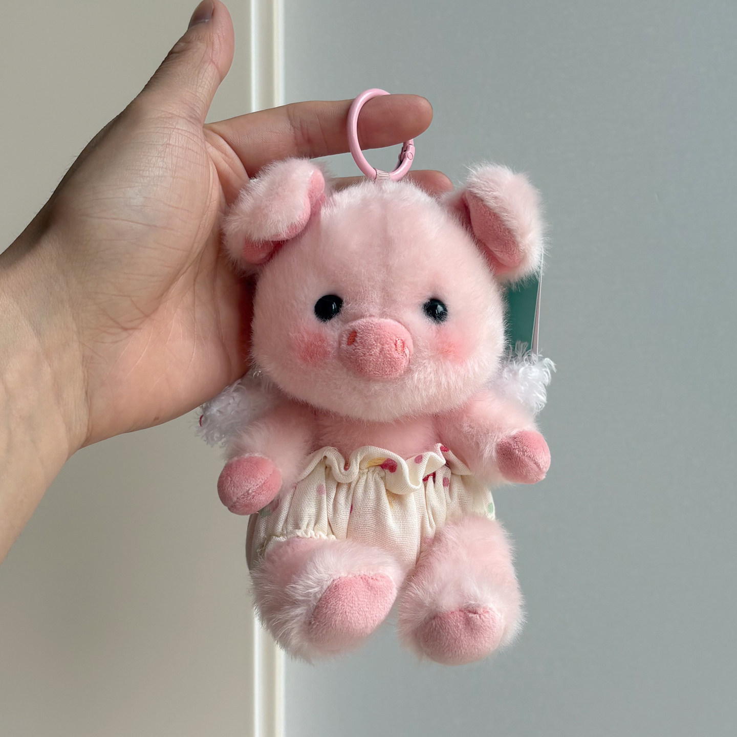 Duoai Genuine pajamas, Dudu Pig plush keychain, Angel Wings, pink Pig doll bag Pendant, healing doll details Picture