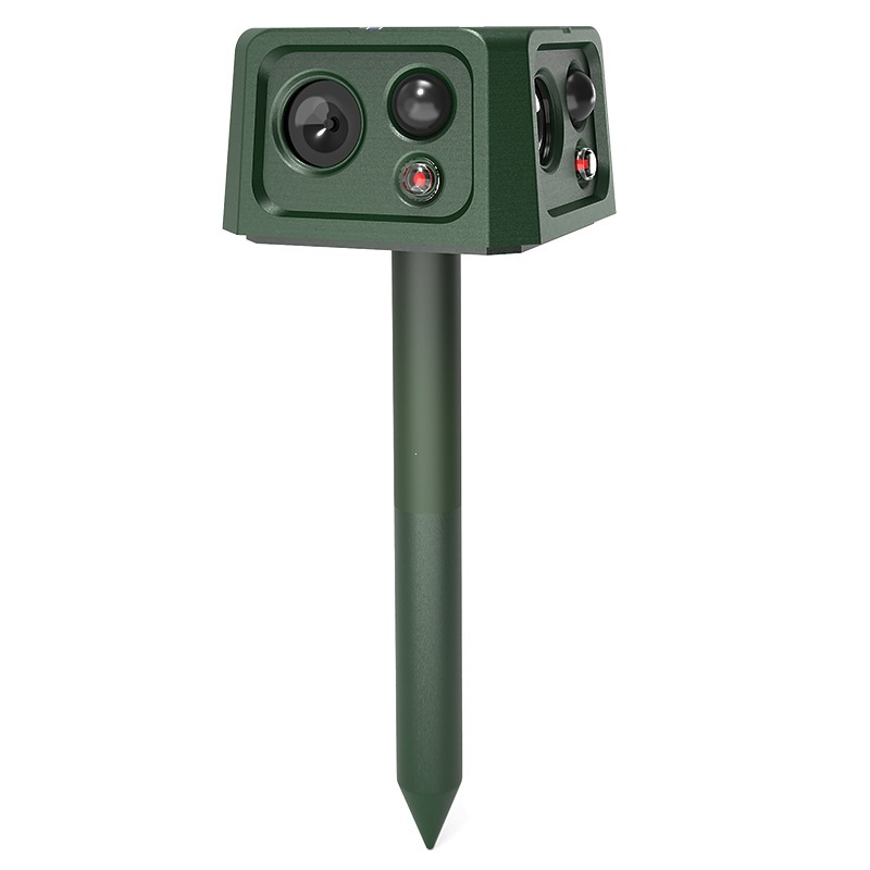 JP11四面太阳能驱鼠器 360度多功能警报驱鸟器 LED爆闪驱鼠器白底实物图