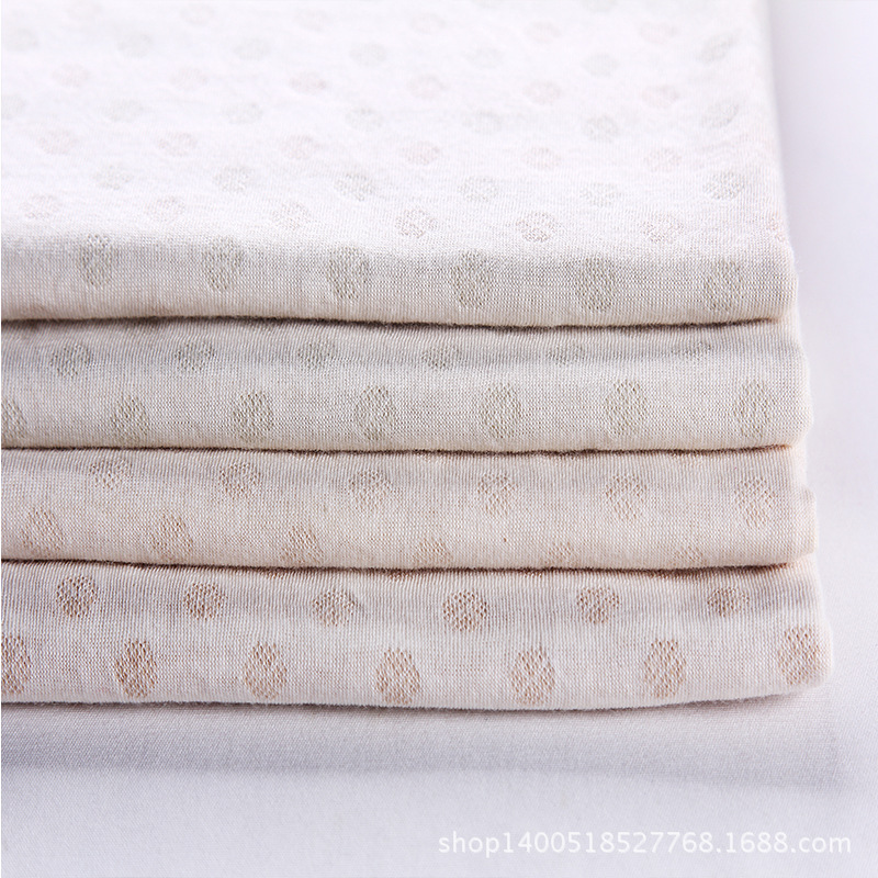 现货32S彩棉提花双层布法兰绒190g无染色全棉婴童内衣服装用布细节图