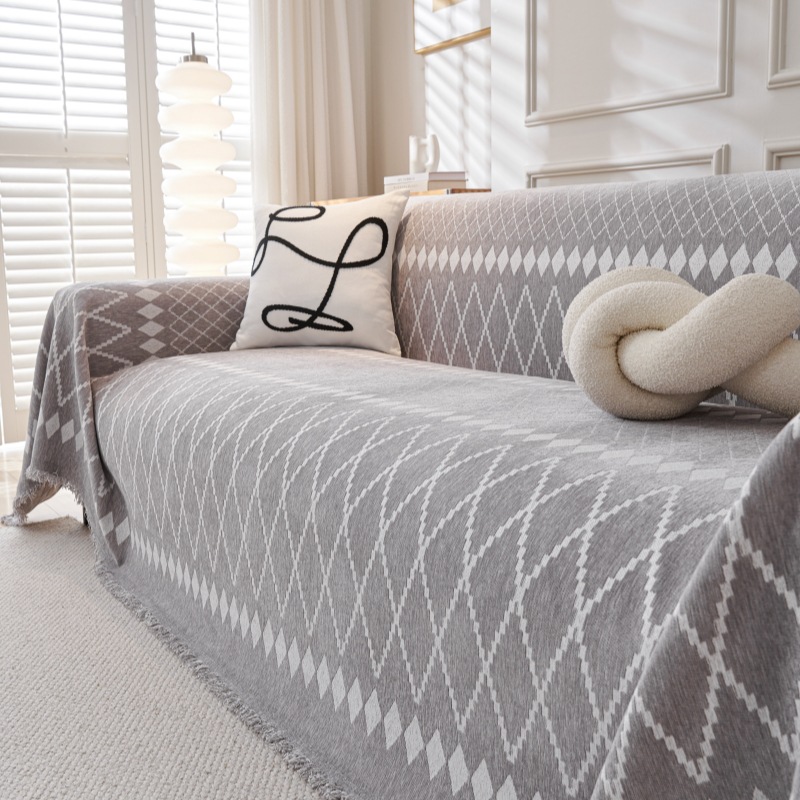 北欧几何波西米亚沙发巾沙发套罩雪尼尔四季通用简约现代沙发盖布