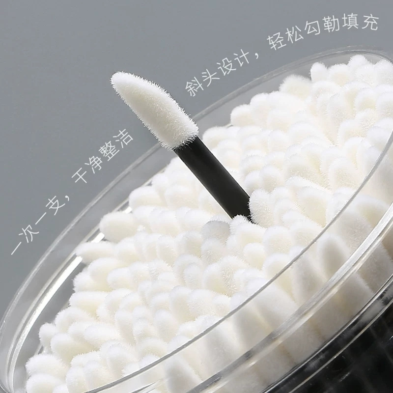100支桶装一次性唇刷口红唇膏釉彩棒化妆刷唇线化妆师初学者批发