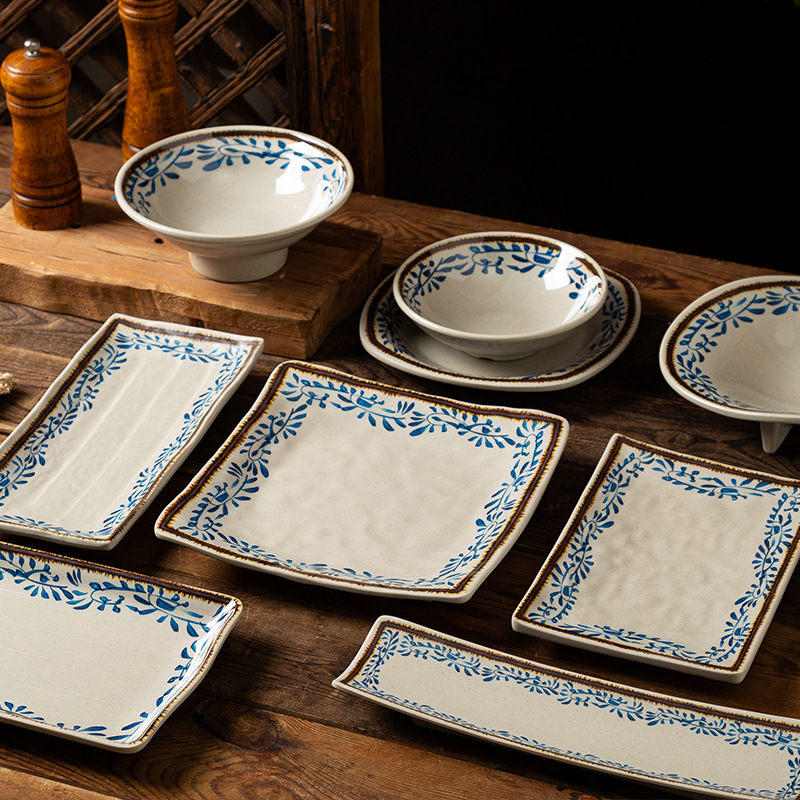 Creative A5 Melamine imitation porcelain plate hot pot buffet, restaurant lace round plate, commercial restaurant, hotel Chinese trendy style