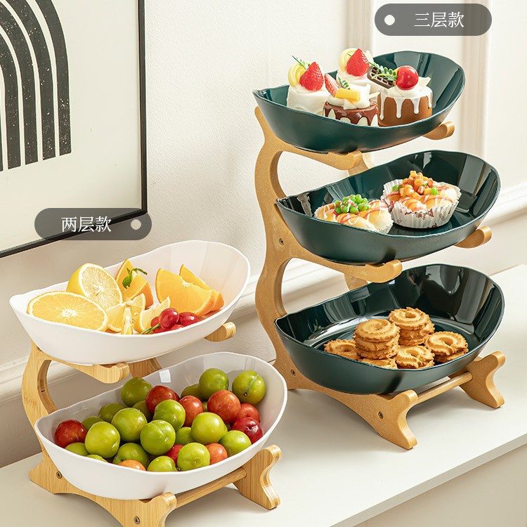 Simple multi-layered home living room fruit plate, candy and fruit plate, three-layer, double-layer plastic rack fruit plate Application Scenario