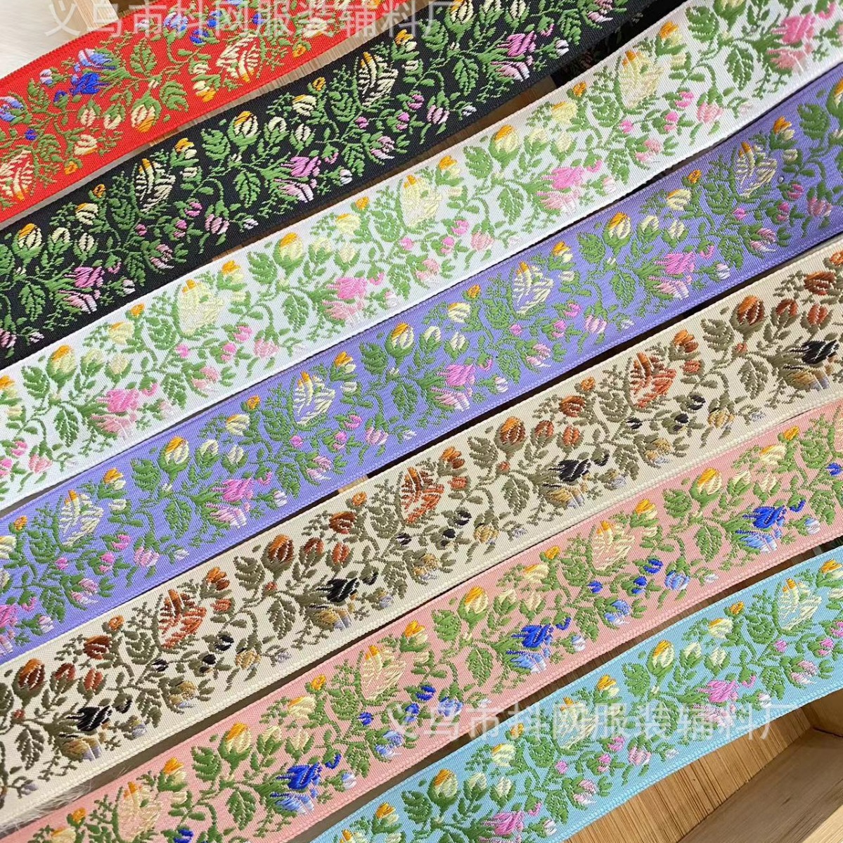 3.3cm floral and ethnic style embroidered jacquard ribbons, DIY bow webbing, hair accessories, hair clips, shoes, hats and clothing details Picture