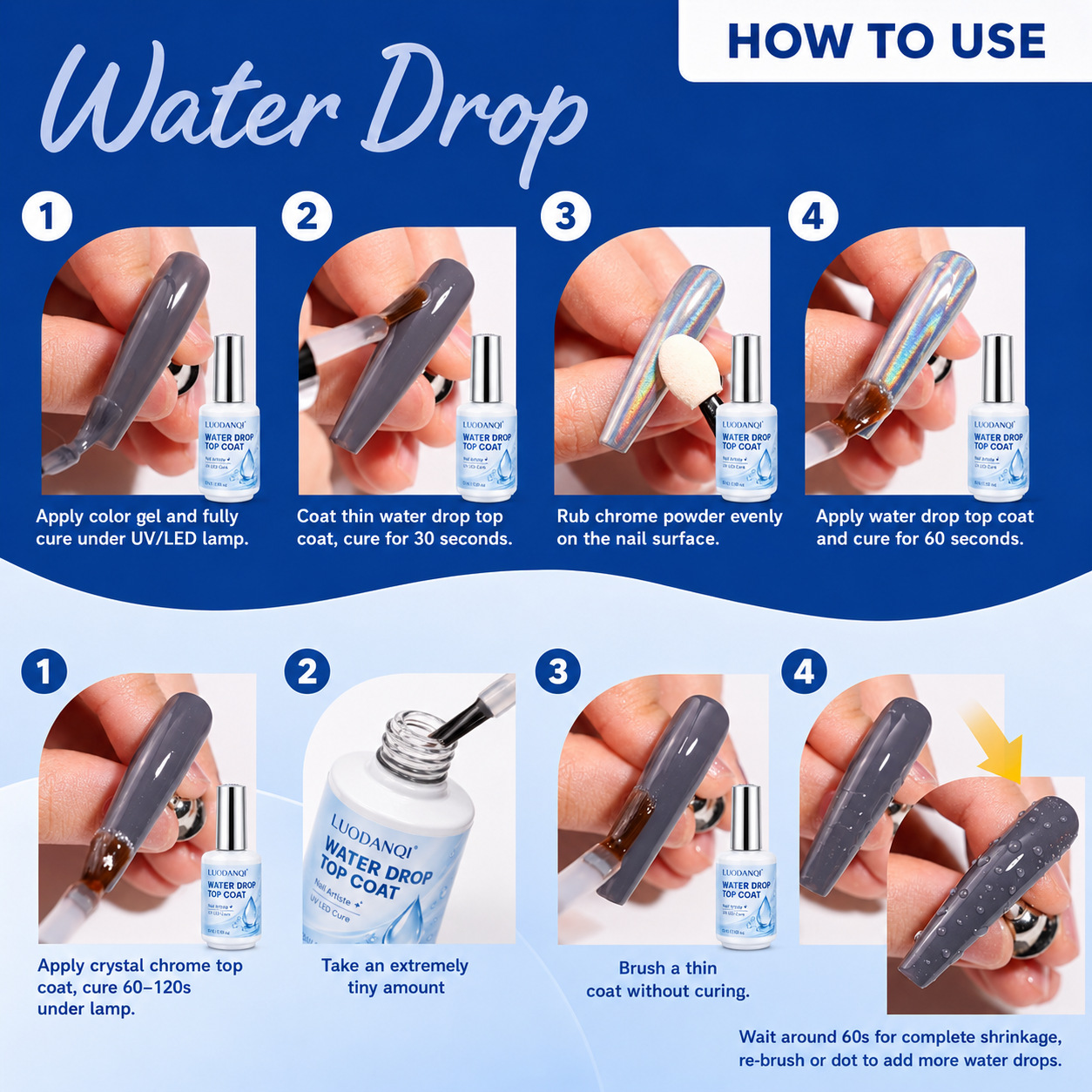 New functional glue droplet seal layer nail art cross-border exclusive, no-wash 3D stereoscopic summer clear and transparent styling factory Specification image