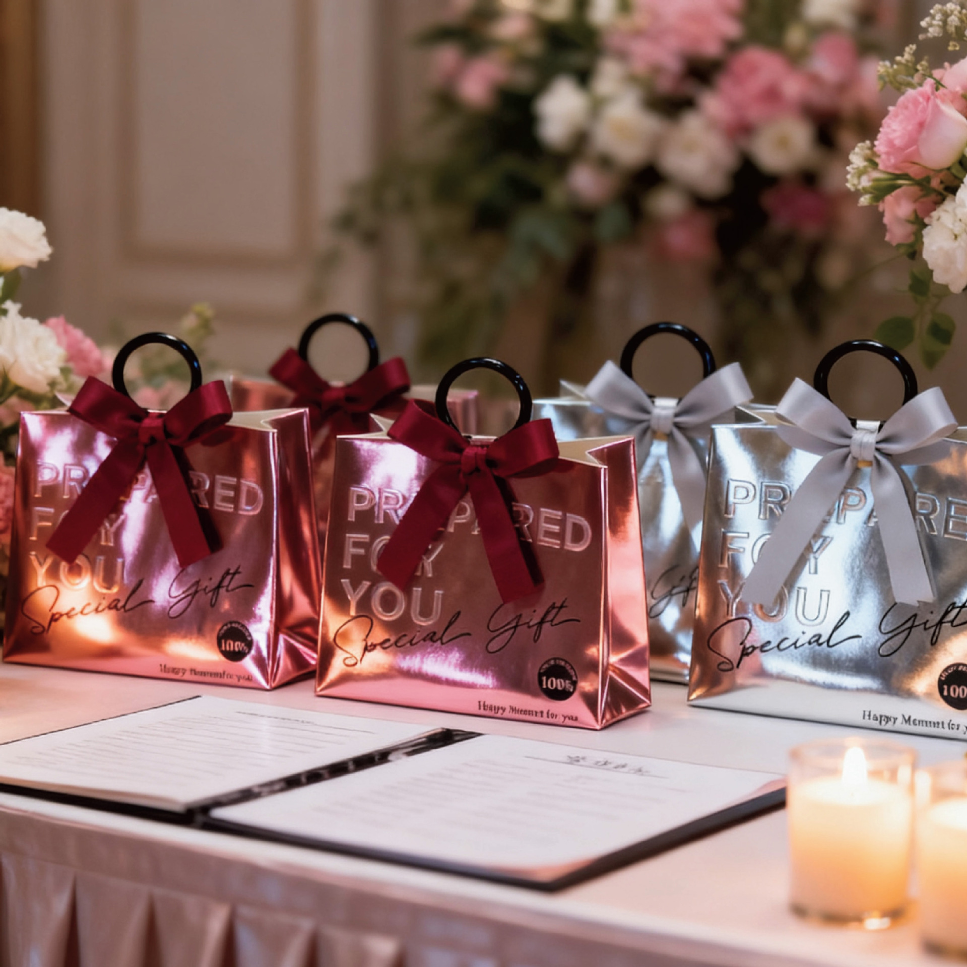 金属质感定制礼盒纸制品伴手礼圣诞礼品袋塑料Bag