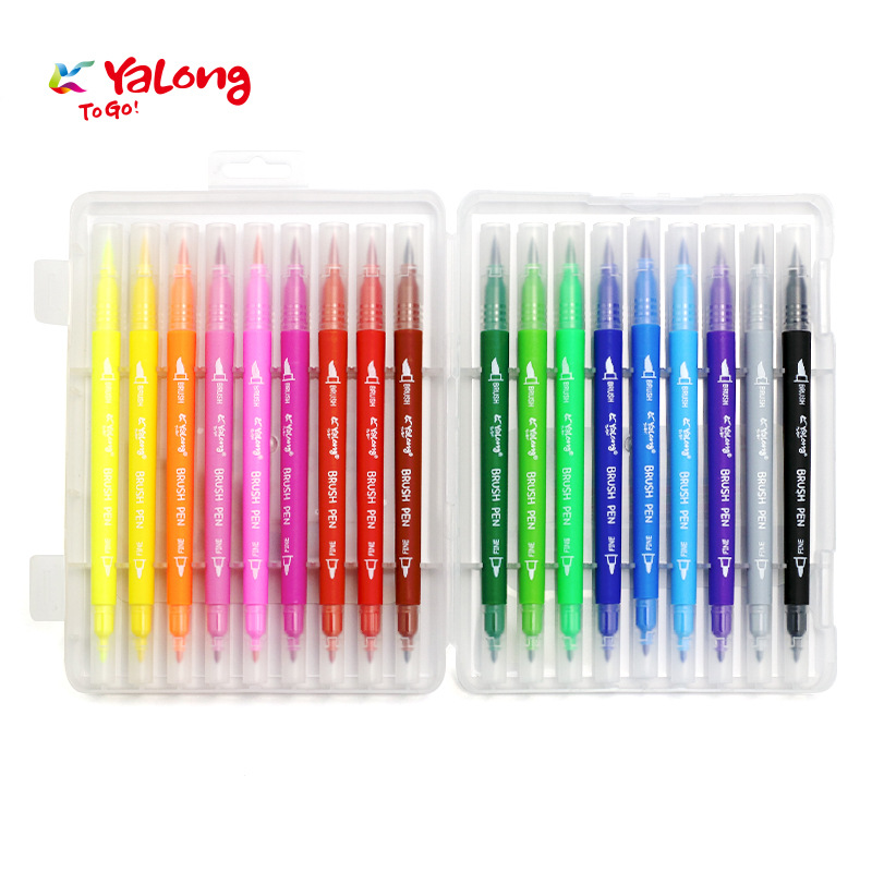 Yalong Cross-border Pen Tip Watercolor Pen 12/18/24 Color Brush Soft Pen Tip Round Rod Children's Painting Pen Art Set Item Picture