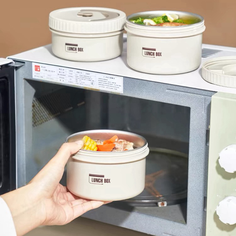 New 316 stainless steel insulated lunch box, sealed round bento box, portable lunch box for office workers and students to bring meals Specification image
