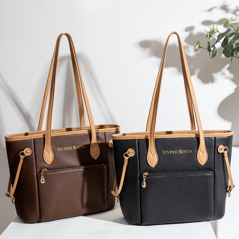 Classic shopping bags from the foreign trade source factory, oil-edge tote bags, large multi-color mommy bags, and large-capacity single-shoulder women's bags details Picture