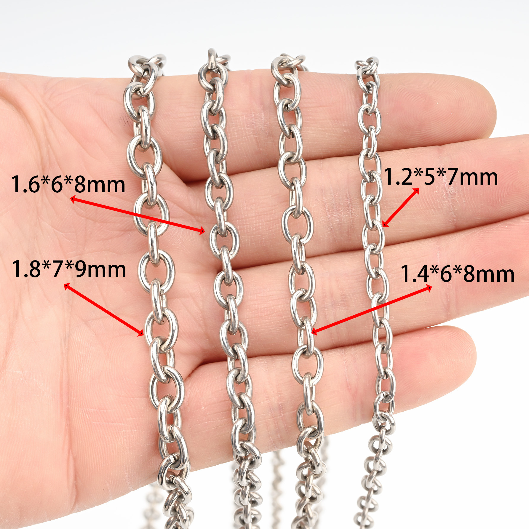 Stainless steel O-shaped chain, round line, cross chain, steel color, gold, black, iridesy color chain accessories, clothing, shoes, bags and accessories Application Scenario