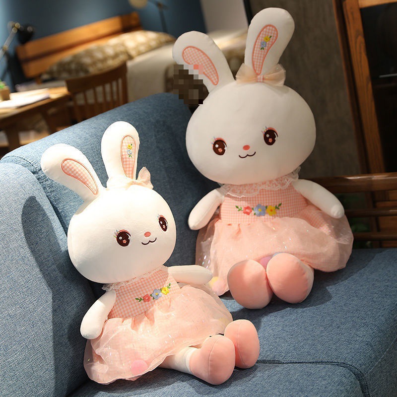 Lindo vestido conejo peluche conejo de colores bonnie pacificador pequeño conejo blanco muñeca de trapo regalo de cumpleaños para niños Specification image