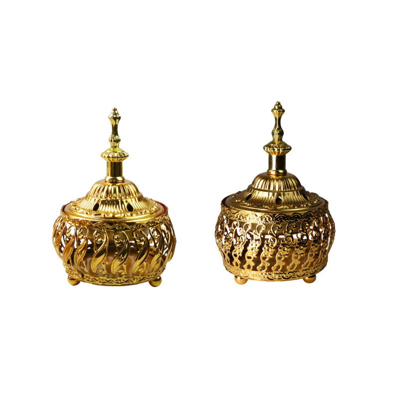 New factory direct sales Middle Eastern-style metal ironwork small incense burner, tower incense, desktop engraved aroma diffuser burner Specification image