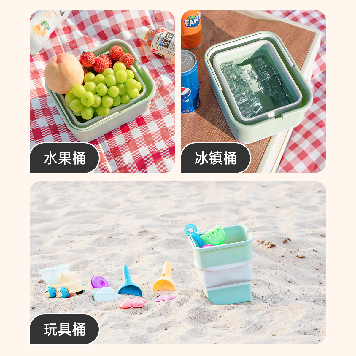 Portable multi-functional car folding trash can, travel car interior supplies, self-driving tour, camping, dormitory car washing details Picture