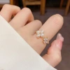 A source manufacturer of unique and fashionable design, gentle and versatile diamond-encrusted pearl flower open-mouth rings, and personalized light luxury accessories Specification image