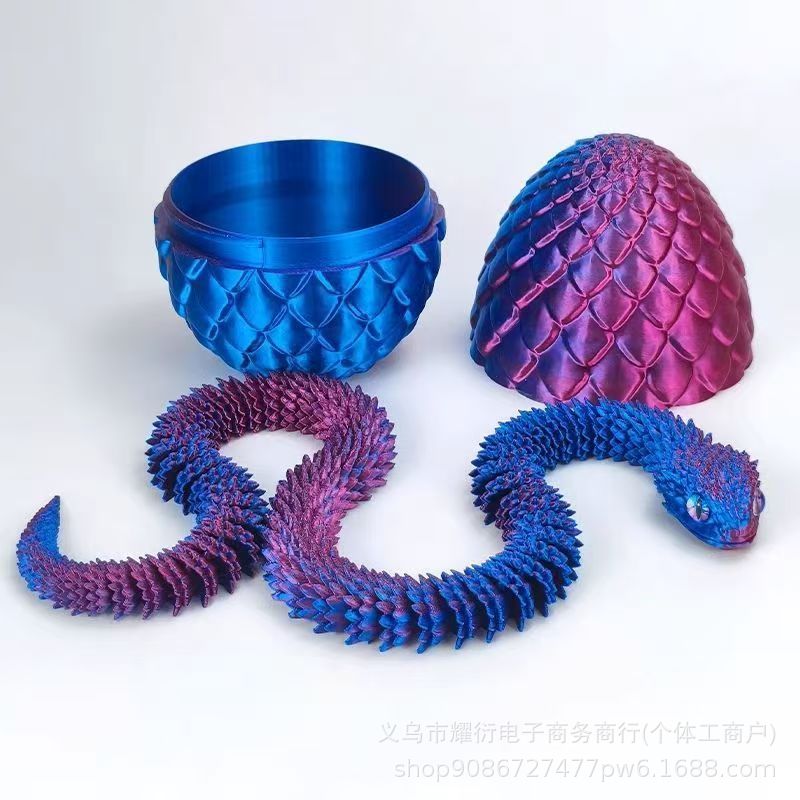 跨境3D打印蝰蛇蛋套装桌面摆件儿童玩具关节可以活动玩具小蛇装饰细节图