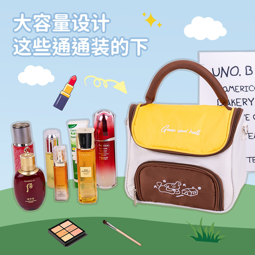 ins simple large-capacity hand-held storage bag for students, high appearance level stationery pen case, PU portable toiletries bag storage bag details Picture