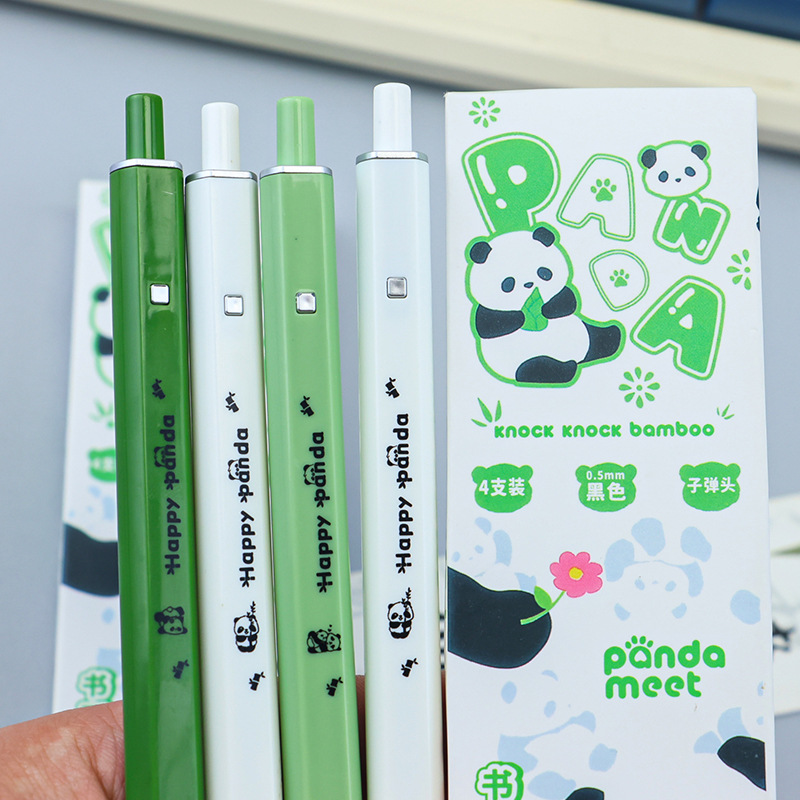 Panda Square Pen New Chinese-style national treasure gel pen, student exam practice quick drying Black gel pen 0.5 Specification drawing