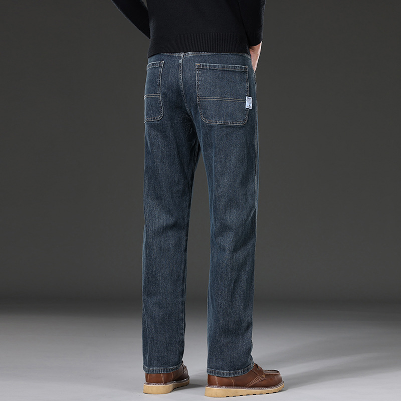 High-end fashionable blue-gray men's jeans, spring and autumn straight-leg loose plus-size men's pants, versatile and trendy men's pants Application Scenario