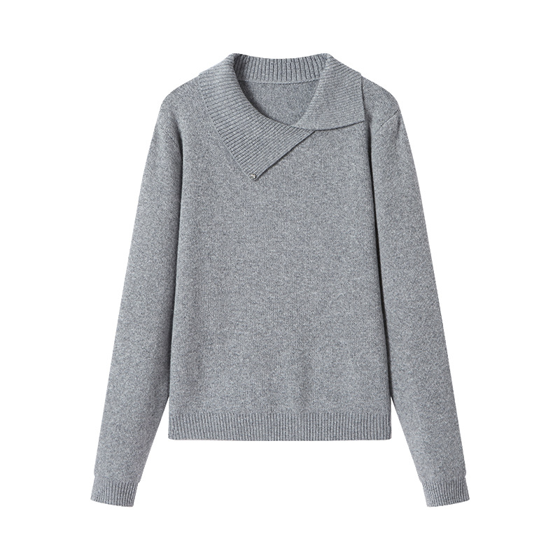 Women's fashion design sense: A purple sweater with a slanted lapel as the base layer for women's 2025 new autumn and winter single-wear knitted sweater Item Picture