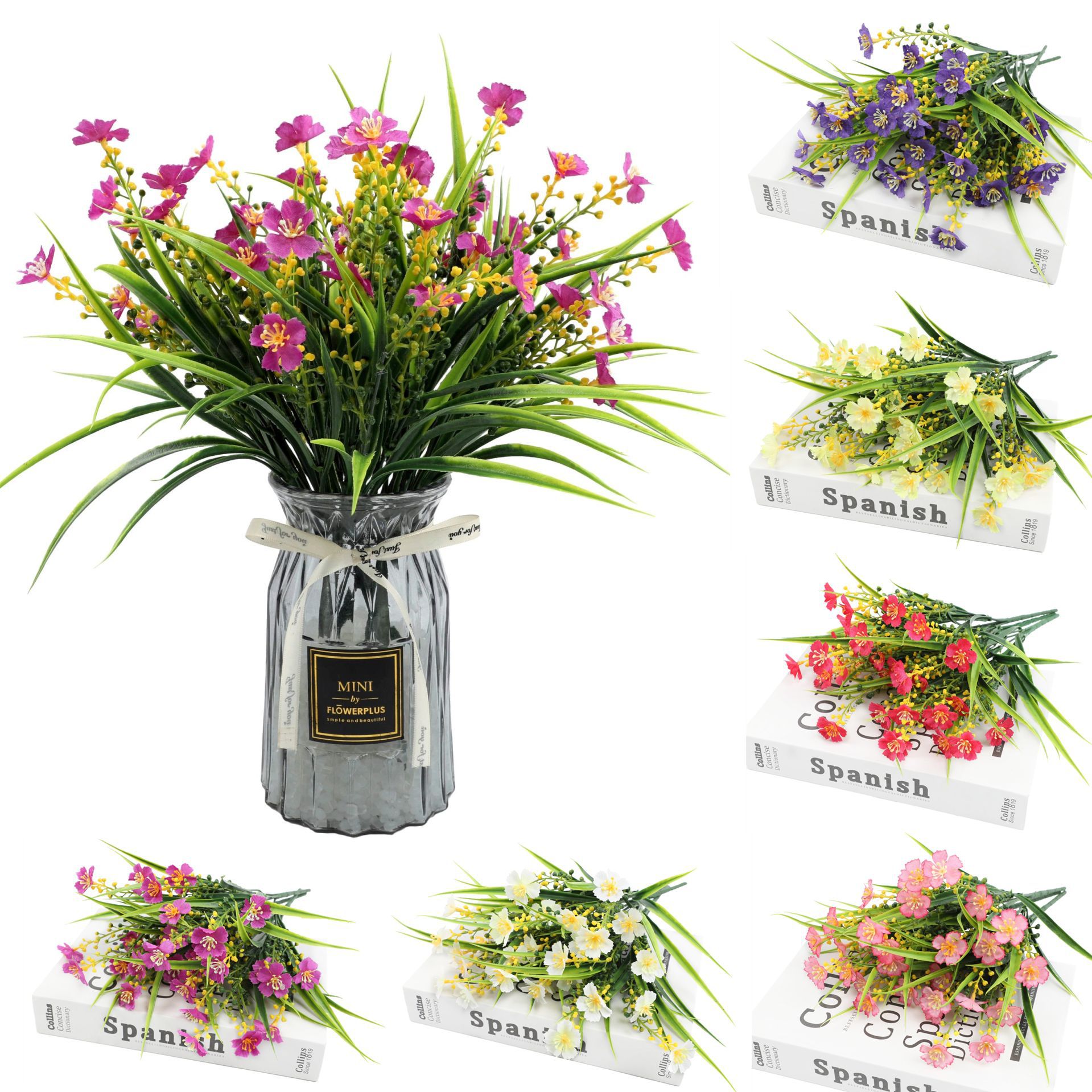 跨境热销春草兰花塑料假花仿真花户外家居装饰仿真绿植批发摆件