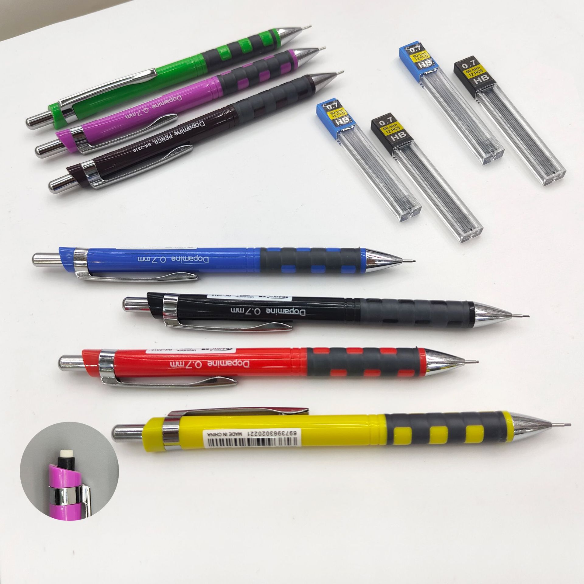 Factory direct sales of 0.5/0.7 mechanical pencil card suction set, 1 pen 1 core stationery set, customizable event gifts details Picture