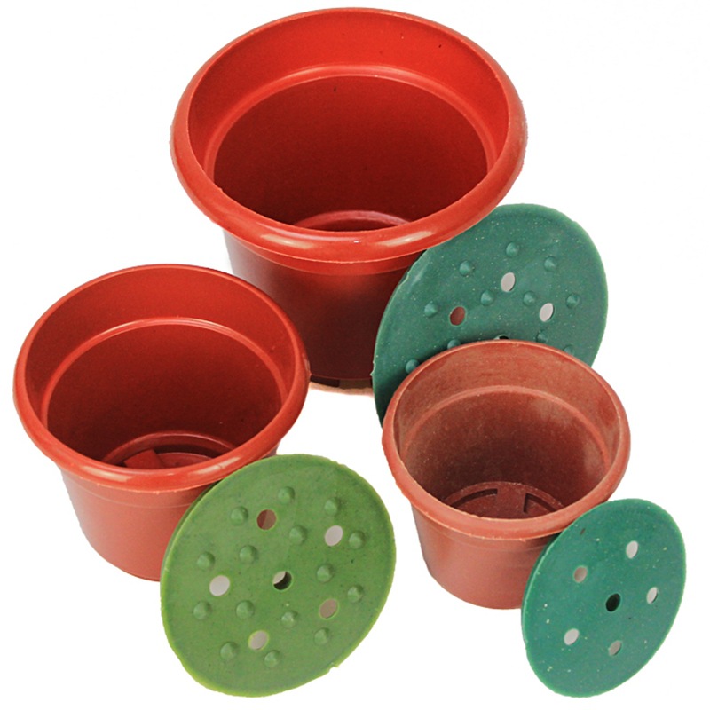 仿真塑料花盆 清明节绢花配套红色硬花盆10-17cm口径可加盖子花篮白底实物图