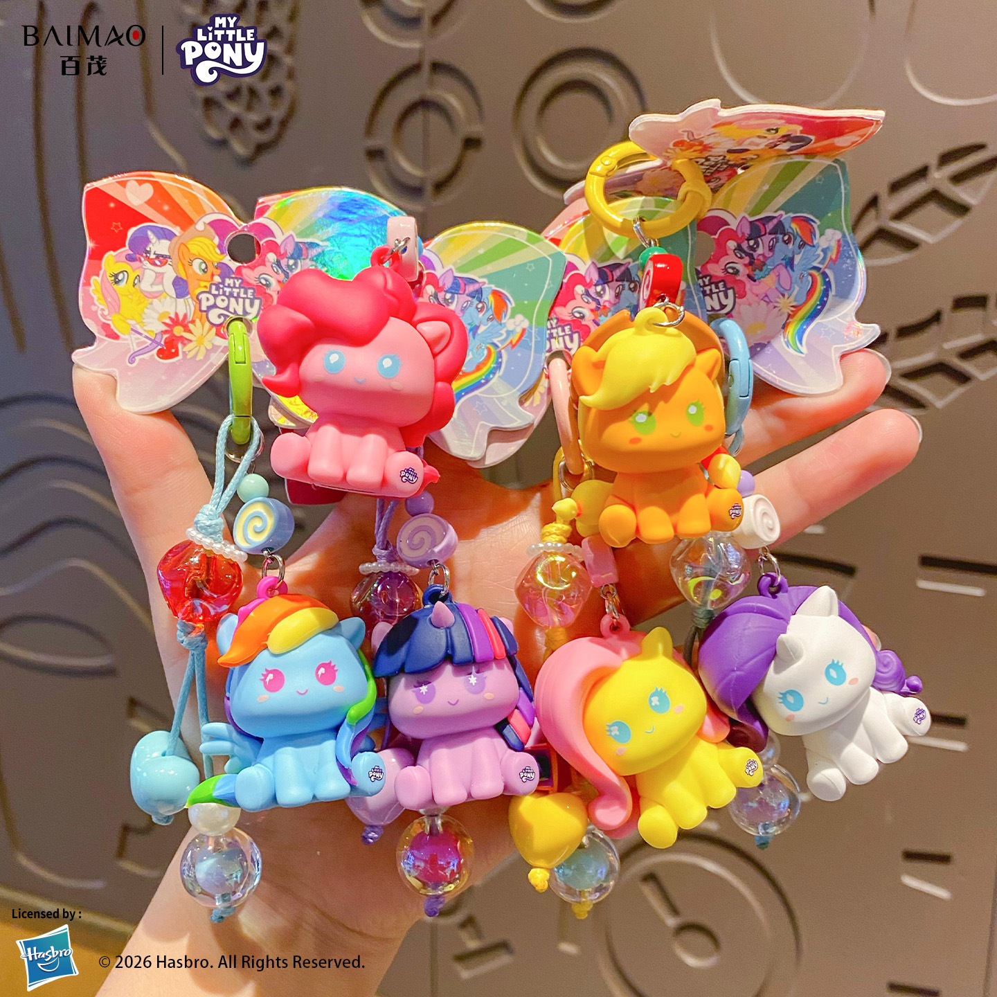 Genuino pony polly llavero dibujos animados cute purple joy tidal playboy colgante pareja bolsa colgante caballo regalo año