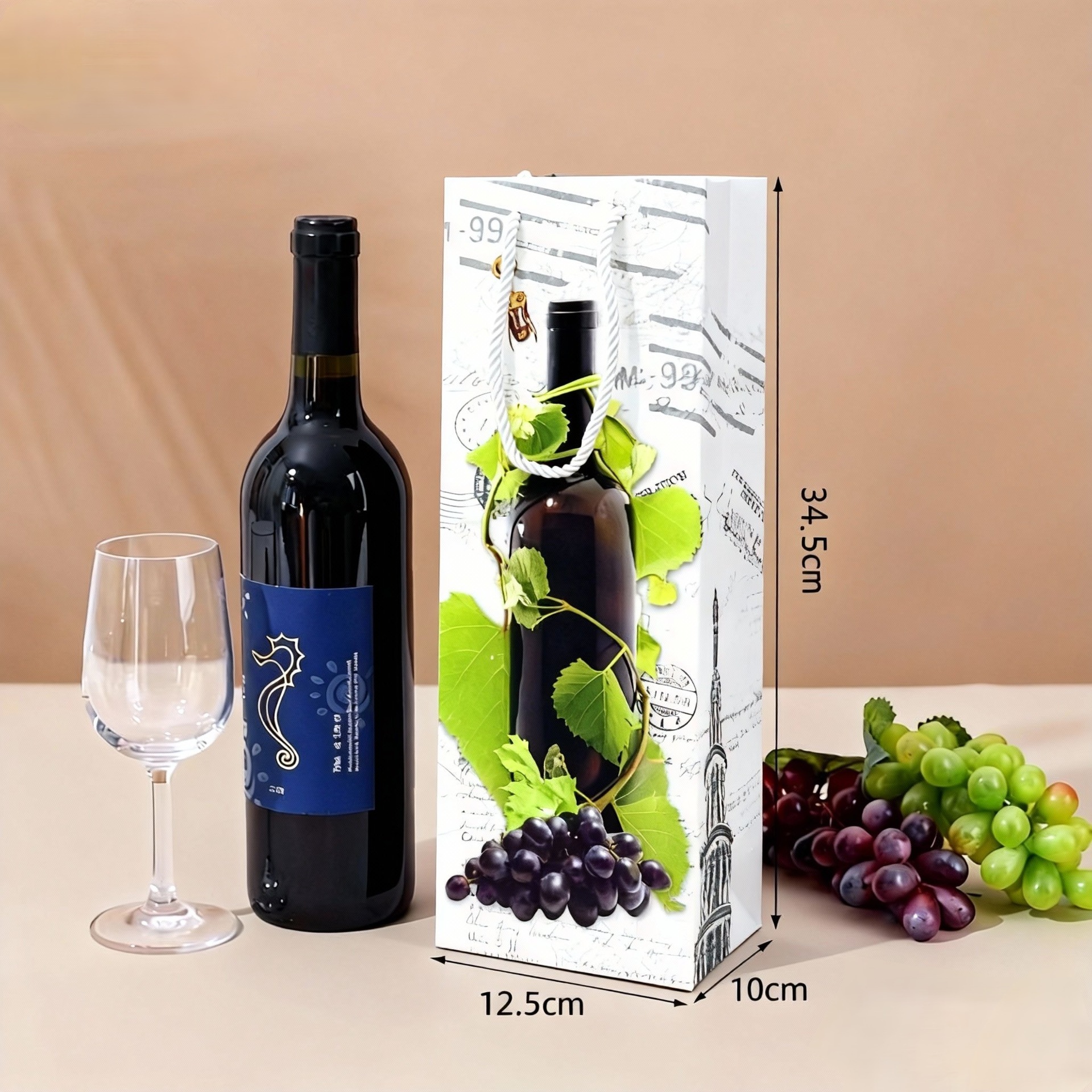 High-end red wine packaging gift bags, single bottle red wine hand-held paper bags are selling well across borders details Picture
